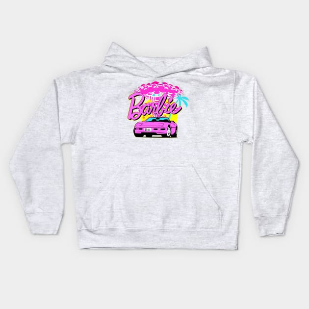 Sport Car Barbie Retro Kids Hoodie by GENERATION KTR